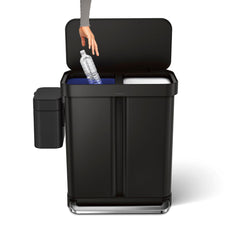 58 liter rechthoekige pedaalemmer met twee compartimenten met zakkenhouder + compostbakje