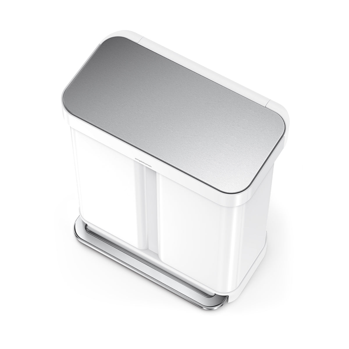 58 liter rechthoekige pedaalemmer met twee compartimenten en zakkenhouder