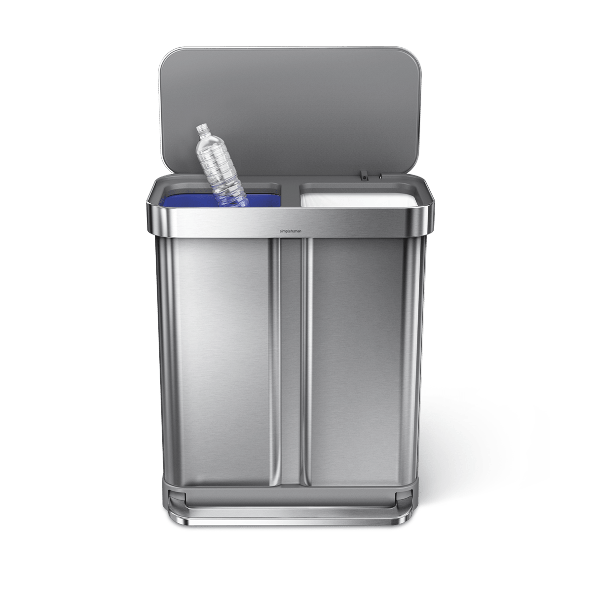 58 liter rechthoekige pedaalemmer met twee compartimenten en zakkenhouder