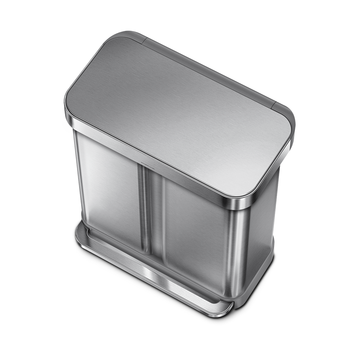 58 liter rechthoekige pedaalemmer met twee compartimenten en zakkenhouder