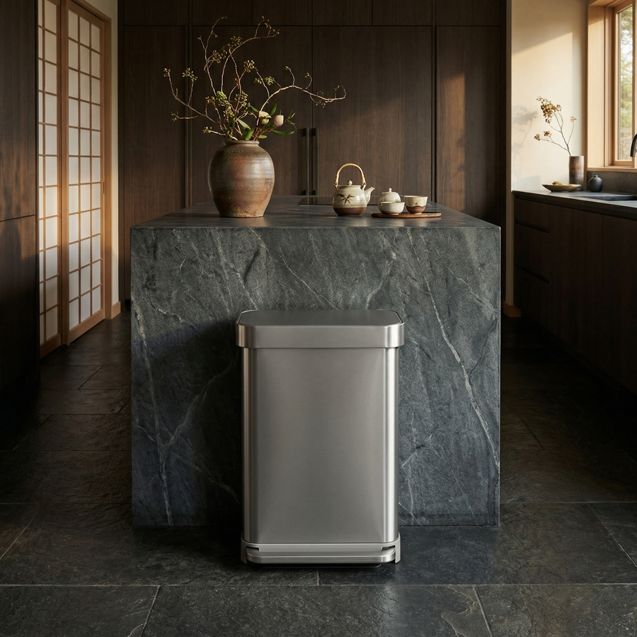 Simplehuman 45L rechthoekige prullenbak met binnenzak, wit Simplehuman 45L rechthoekige prullenbak met binnenzak, wit