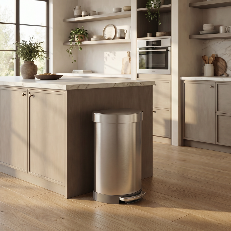 simplehuman CW2080 45 Litres, Rectangular Pedal Bin with Pocket Compartment, Kitchen Dustbin, Brushed Stainless Steel with Grey Plastic Lid simplehuman CW2080 45 Litres, Rectangular Pedal Bin with Pocket Compartment, Kitchen Dustbin, Brushed Stainless Steel with Grey Plastic Lid