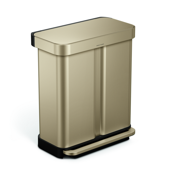 58 liter rechthoekige pedaalemmer met twee compartimenten en zakkenhouder