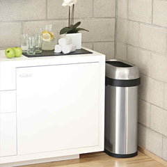 50L slim open bin - brushed stainless steel - lifestyle fits in tight space