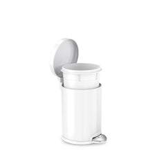 4.5L round step can - white finish - inner bucket coming out of can