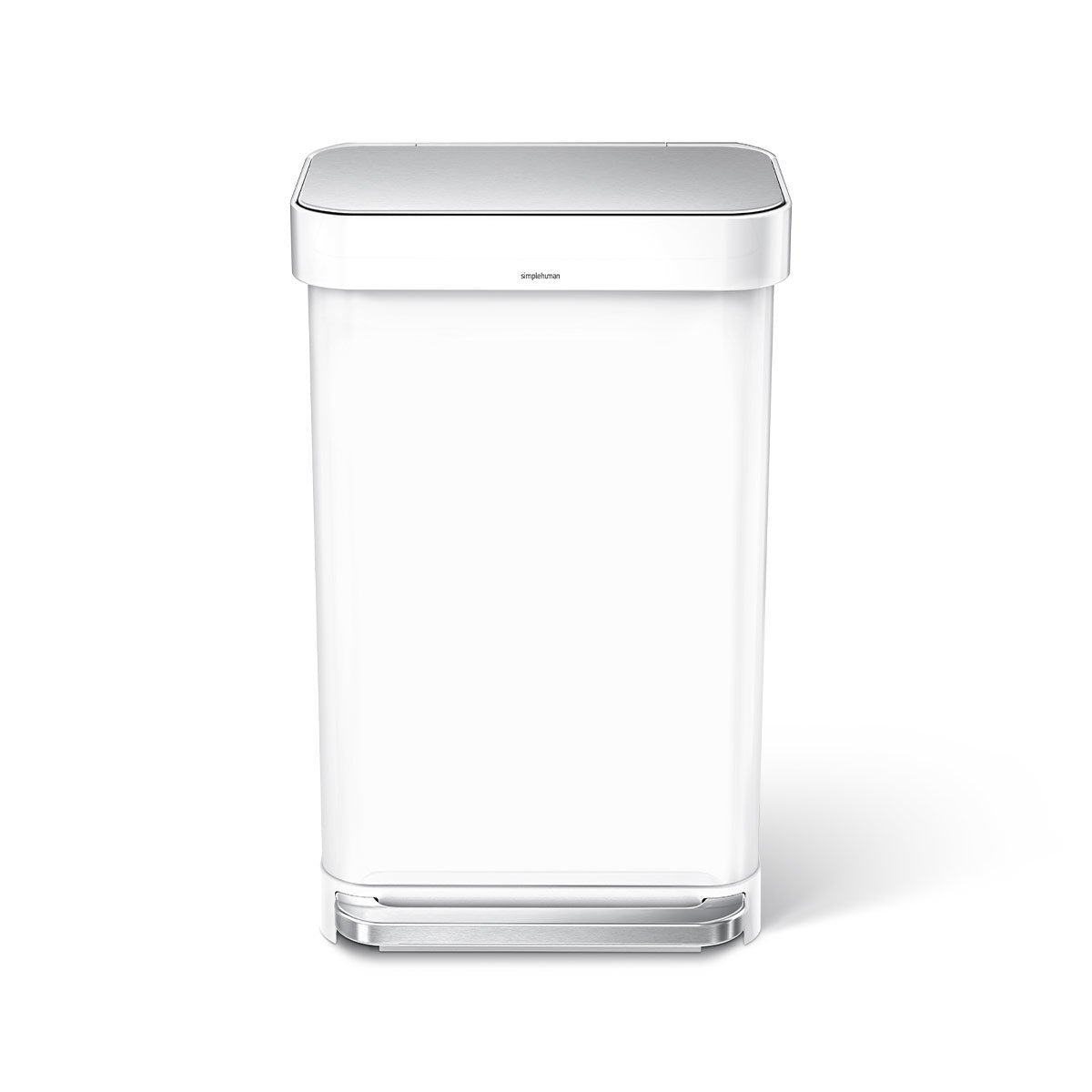 45L rectangular pedal bin with liner pocket - white finish - front view image