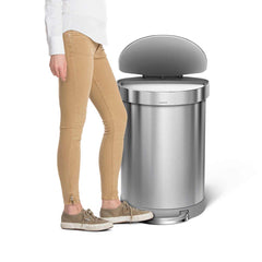60L semi-round pedal bin with liner rim - brushed stainless steel - lifestyle pedal image