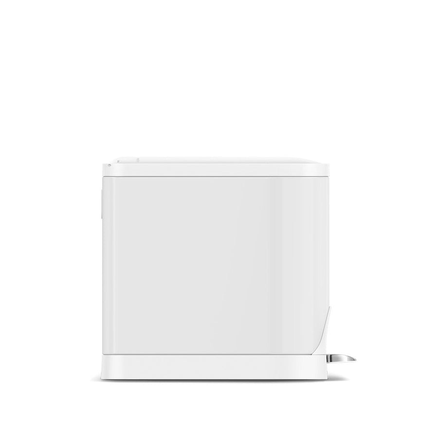 10L butterfly pedal bin - white finish - side view