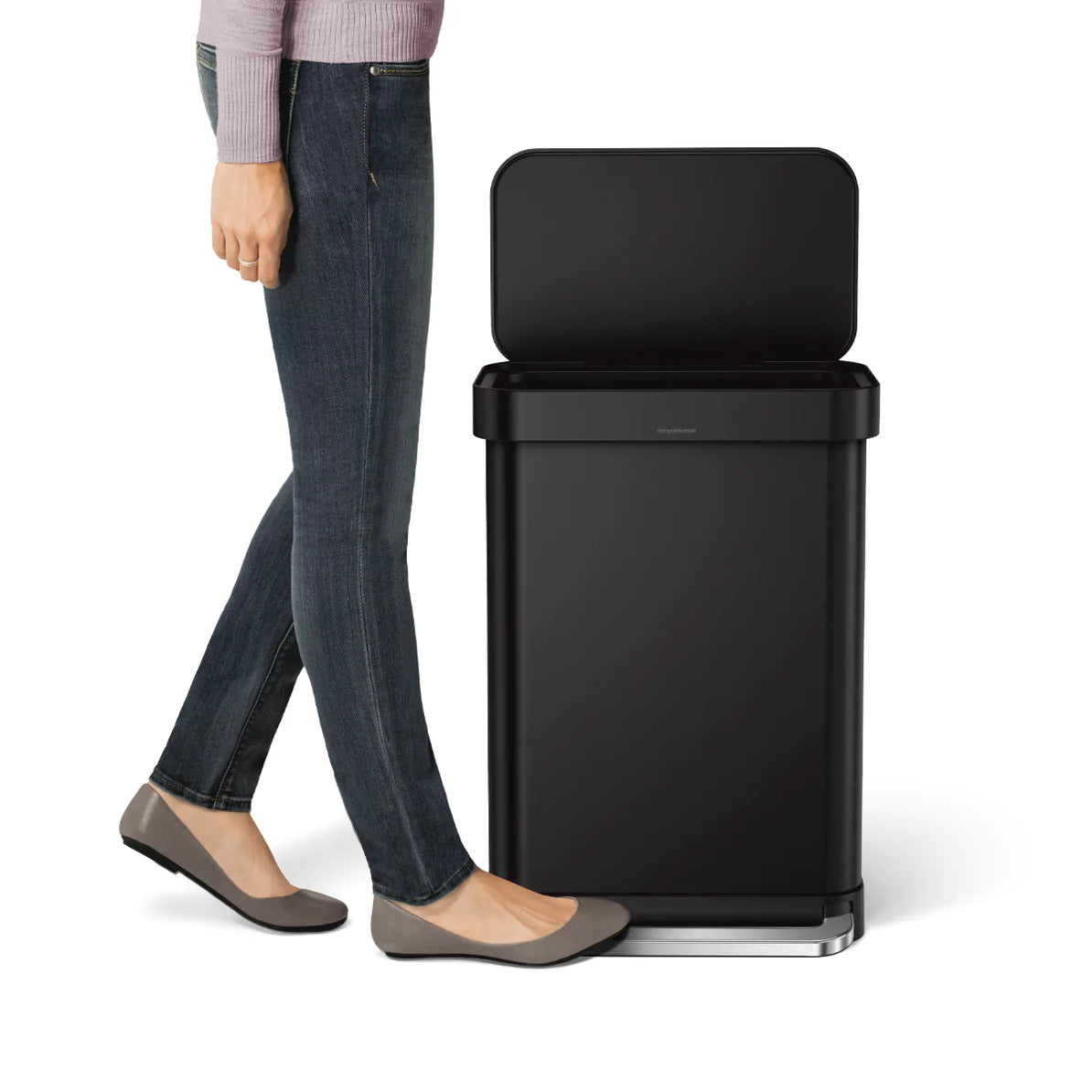 rechthoekige pedaalemmer met zakkenhouder van 55 liter