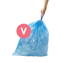 code V, blauwe afvalzakken op maat voor recyclebakken
