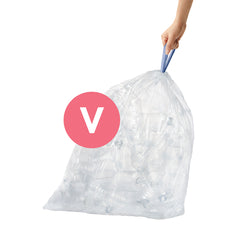 code V, transparante afvalzakken op maat voor recyclebakken
